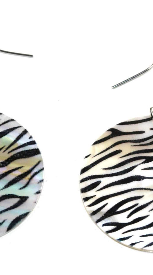 Load image into Gallery viewer, Zebra Stripes Mother of Pearl Earrings
