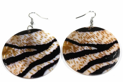 Load image into Gallery viewer, Animal Instinct Mother of Pearl Disc Earrings
