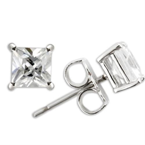 0W159 - Rhodium 925 Sterling Silver Earrings with AAA Grade CZ  in