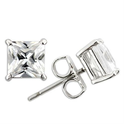 0W160 - Rhodium 925 Sterling Silver Earrings with AAA Grade CZ  in
