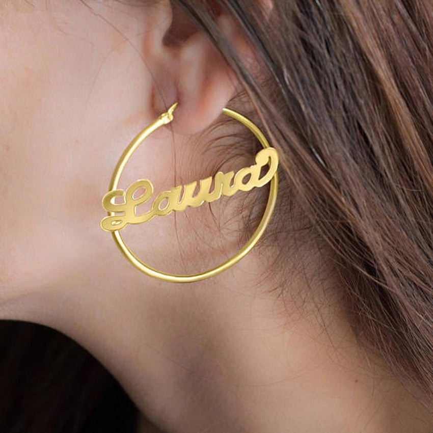 1 Pair Stainless Steel Custom Name Earrings
