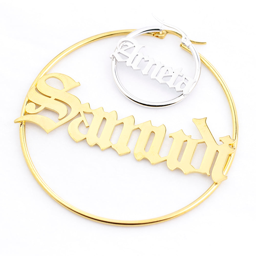 1 Pair Stainless Steel Custom Name Earrings