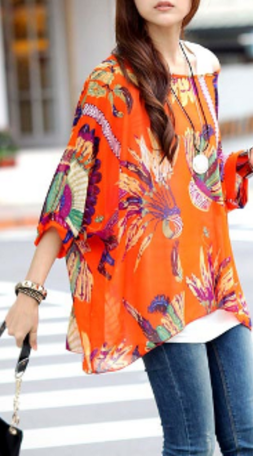 Load image into Gallery viewer, Womens Loose Fit Tropical Print Chiffon Tunic Top
