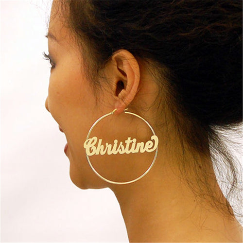 Load image into Gallery viewer, Personalized Earrings - Custom Name Hoop Earrings
