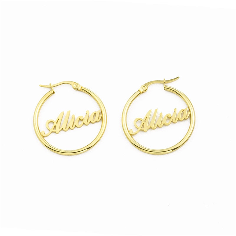 Personalized Earrings - Custom Name Hoop Earrings