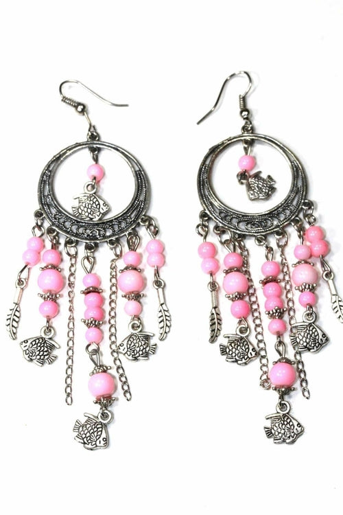 Load image into Gallery viewer, Fish Charms Chandelier Bead Earrings
