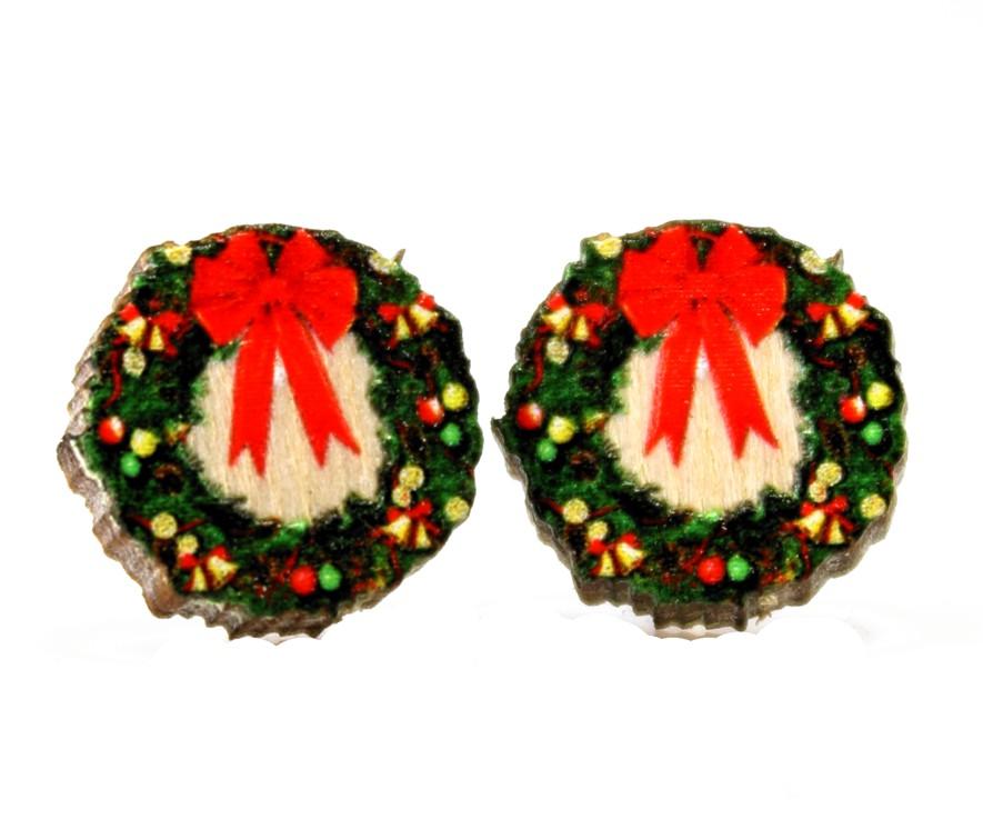 Christmas Wreath Stud Earrings #3055