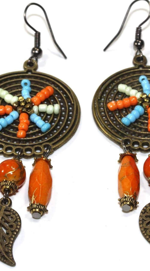 Load image into Gallery viewer, Dream Catcher Bead Work Earrings
