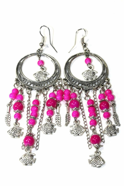 Load image into Gallery viewer, Fish Charms Chandelier Bead Earrings
