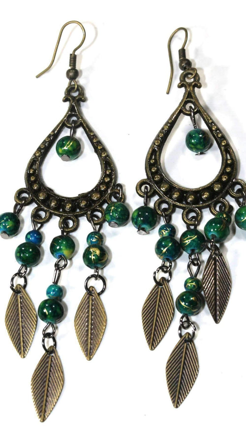 Load image into Gallery viewer, Free Spirit Leaf Dangler Earrings
