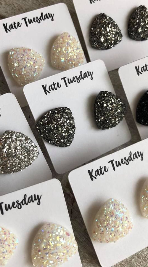 Load image into Gallery viewer, Raw Sparkly Druzy Earring Packs or Singles
