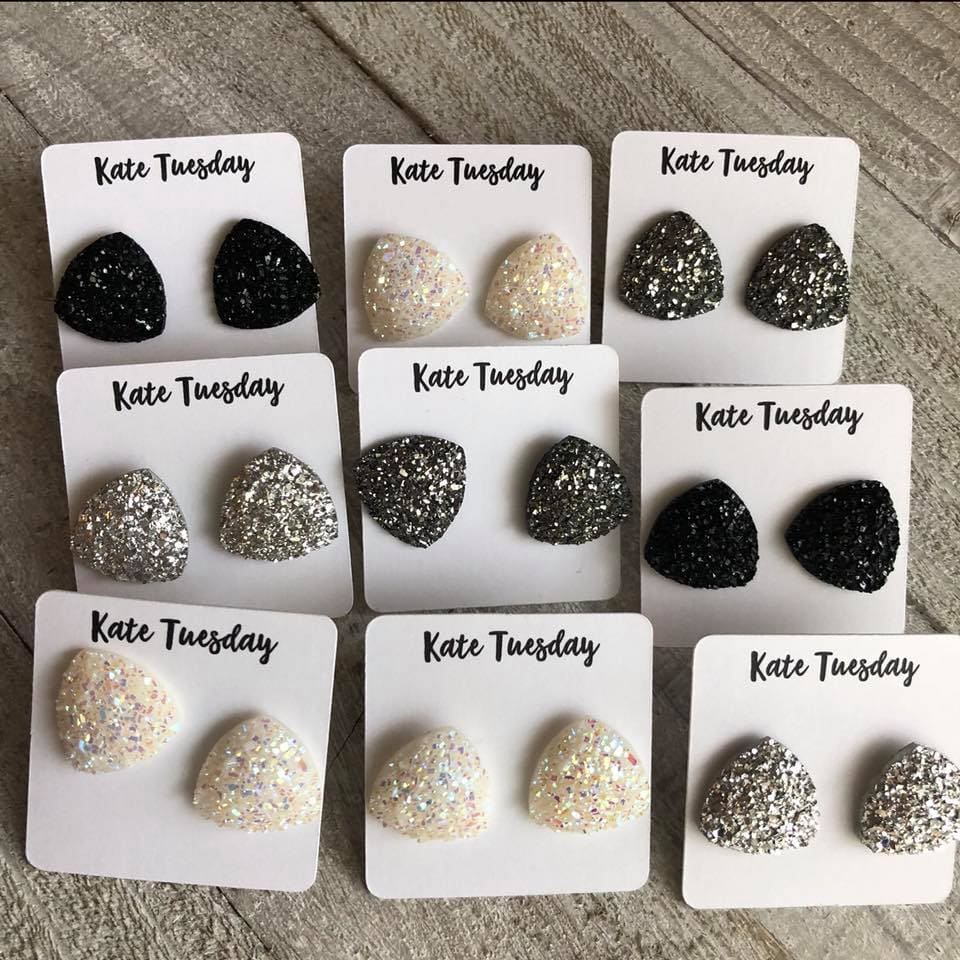 Raw Sparkly Druzy Earring Packs or Singles