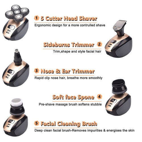 Load image into Gallery viewer, 5 in 1 Rechargeable Electric Shaver Five Floating Heads Razors Hair
