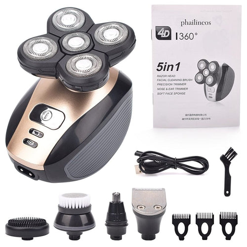 Load image into Gallery viewer, 5 in 1 Rechargeable Electric Shaver Five Floating Heads Razors Hair
