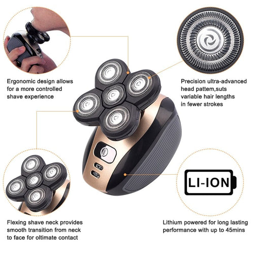 Load image into Gallery viewer, 5 in 1 Rechargeable Electric Shaver Five Floating Heads Razors Hair
