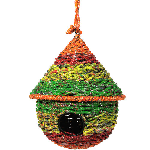 Load image into Gallery viewer, Bird House made of Recycled Candy Wrappers

