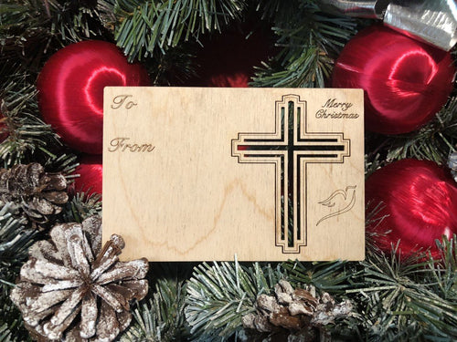 Load image into Gallery viewer, Christian Cross Holiday Ornament Card #9006
