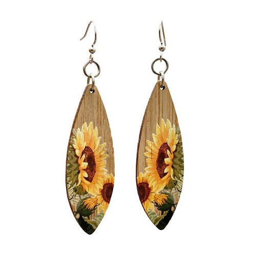 Load image into Gallery viewer, Sunflower Bamboo Earrings #957
