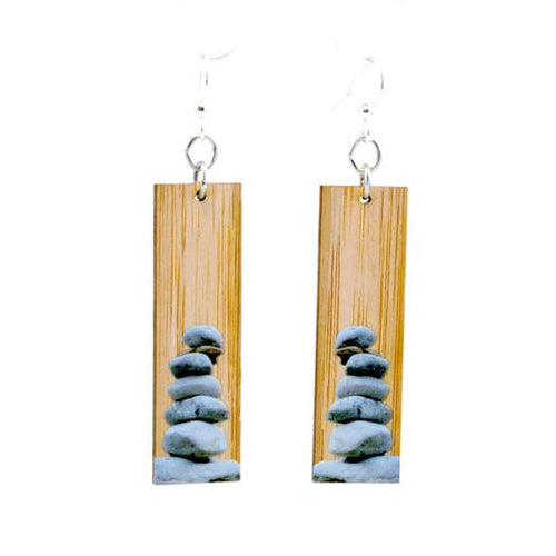 Load image into Gallery viewer, Stacked Stones Bamboo Earrings #980
