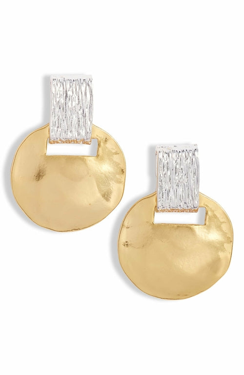 Load image into Gallery viewer, Mixed metal short drop earrings
