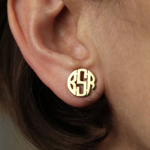 Load image into Gallery viewer, Personalized Round Monogram Stud Earrings For
