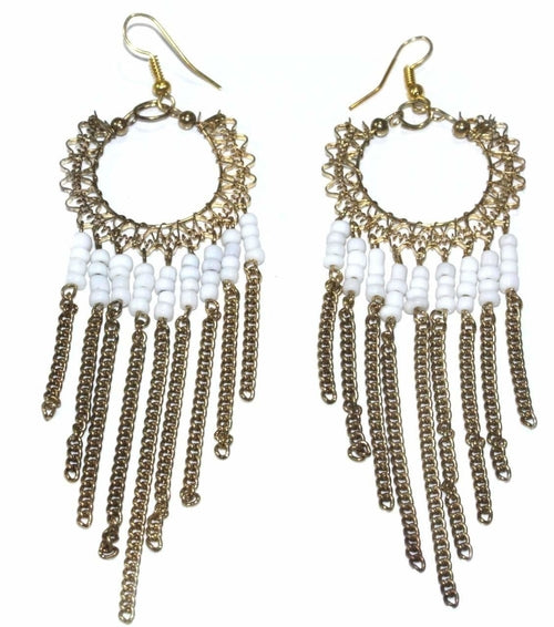 Load image into Gallery viewer, Jaali Chains And Filigree Beaded Earrings
