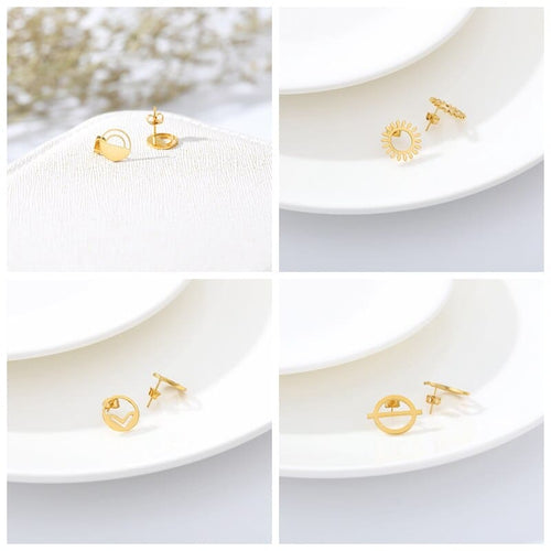 Load image into Gallery viewer, Rose Gold Small Round Circle Stud Earrings
