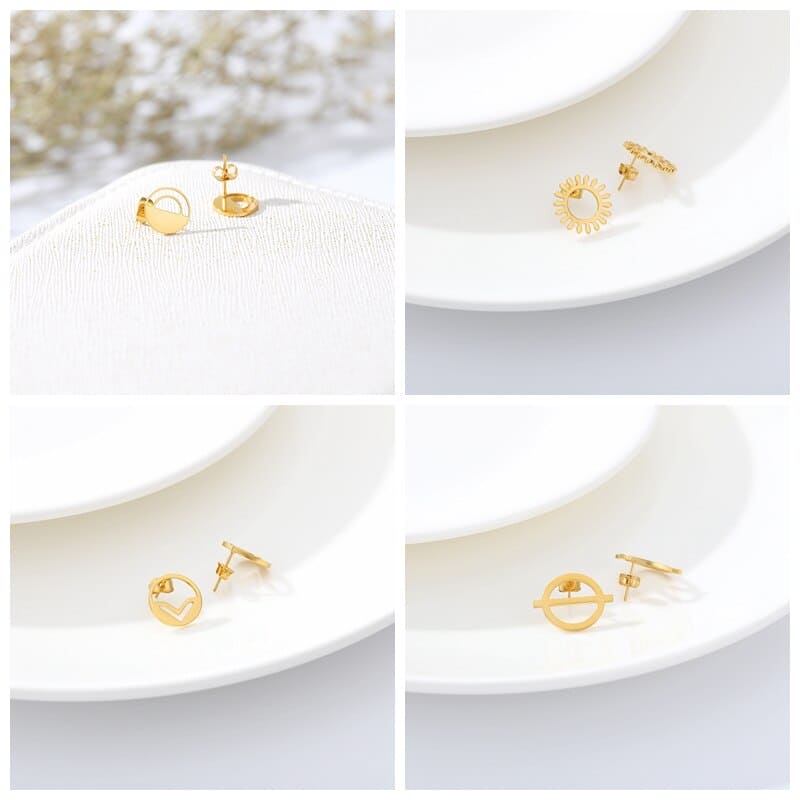 Rose Gold Small Round Circle Stud Earrings