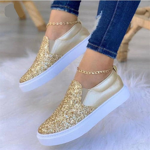 Load image into Gallery viewer, Moccasins Glitter Flat Female Loafers Shoes Black/Rose Gold/Black/Gold
