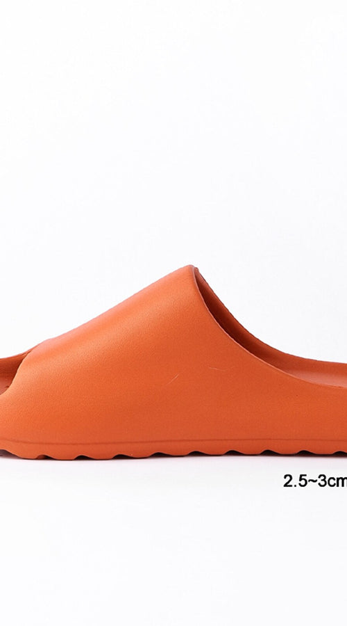 Load image into Gallery viewer, Platform Pillow Slides for Women - Orange Chunky Shower Slippers

