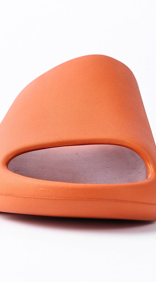 Load image into Gallery viewer, Platform Pillow Slides for Women - Orange Chunky Shower Slippers
