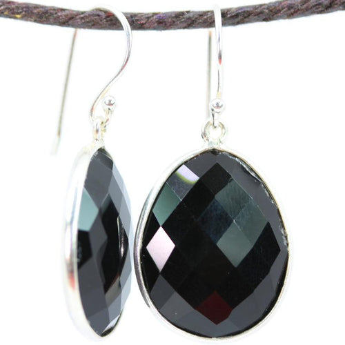 Load image into Gallery viewer, Black Onyx Large Oval Earrings
