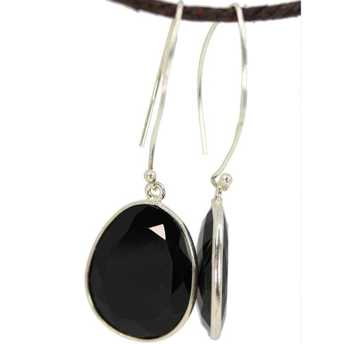 Black Onyx Large Oval Earrings