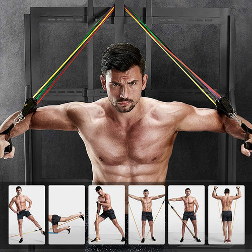 Load image into Gallery viewer, 11Pcs Fitness Equipment Resistance Band Set
