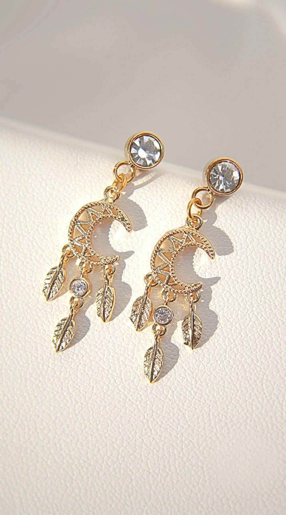 24 Karat Moon Dream Catcher Stud Earrings
