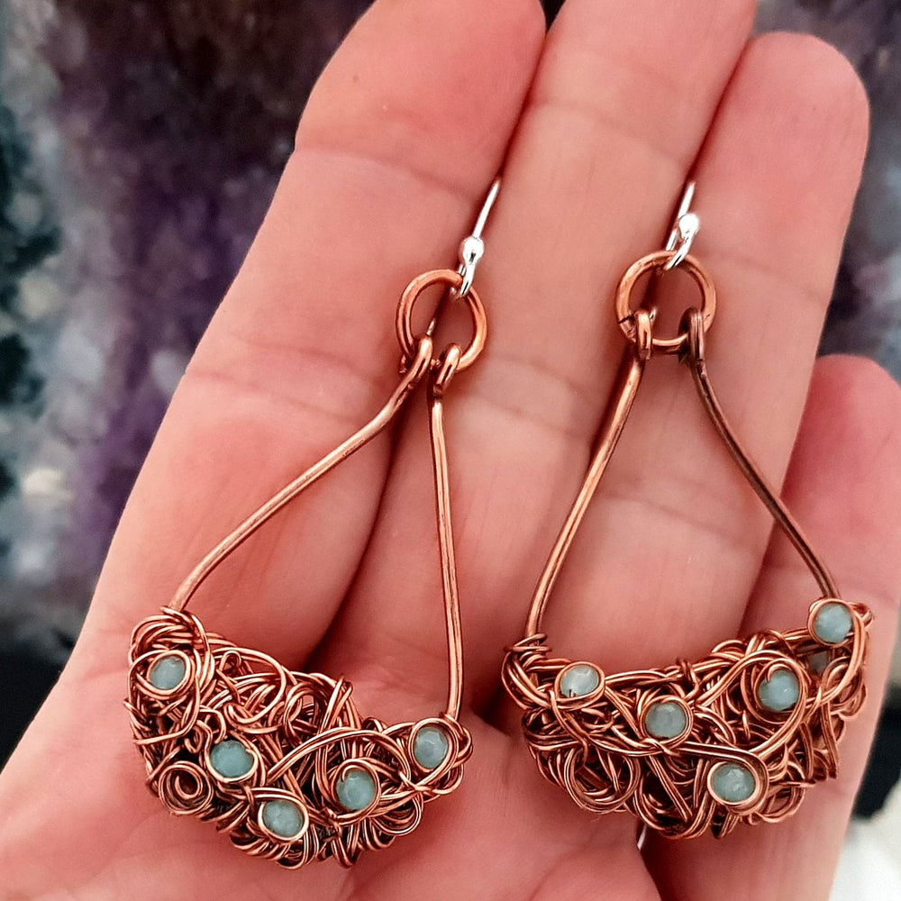 Teardrop Tangled - Copper Earrings