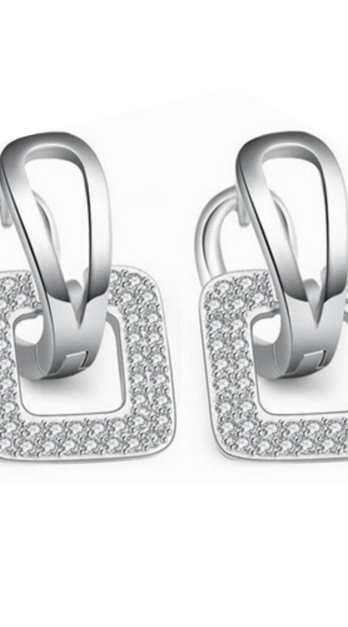 Load image into Gallery viewer, Square Earring Korean Zirconia
