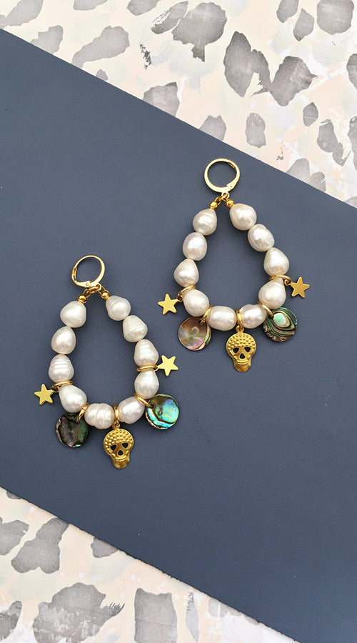Load image into Gallery viewer, Pearl Charm Earrings
