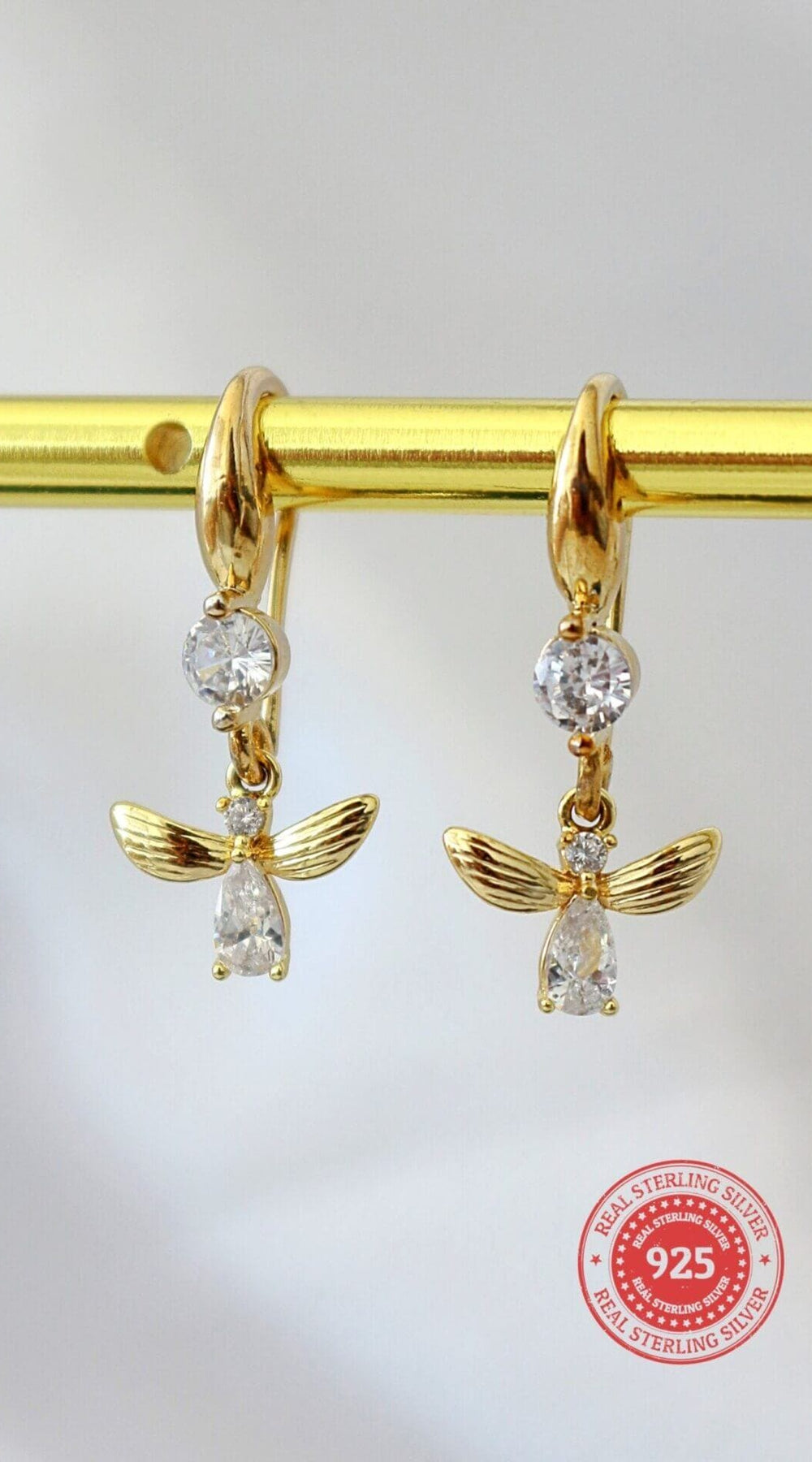 18 Karat Bee Hook Earrings