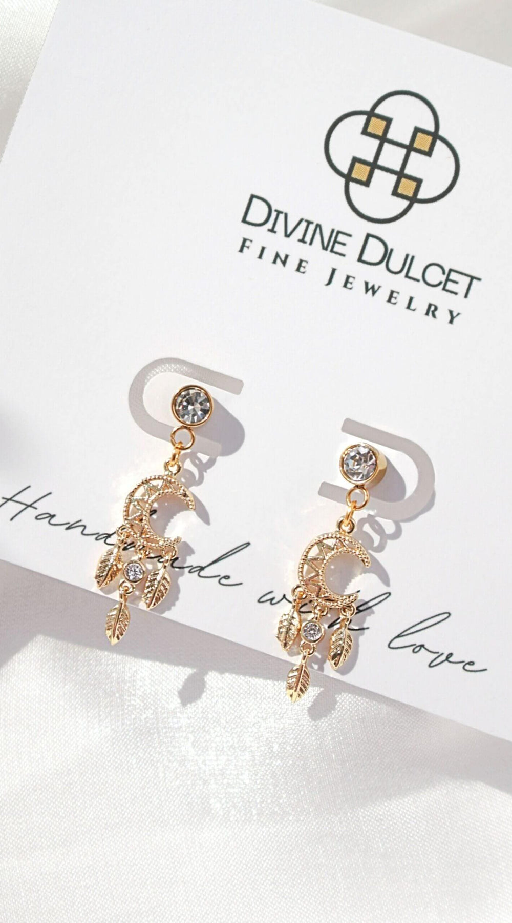 24 Karat Moon Dream Catcher Stud Earrings