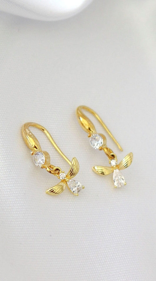 Load image into Gallery viewer, 18 Karat Bee Hook Earrings
