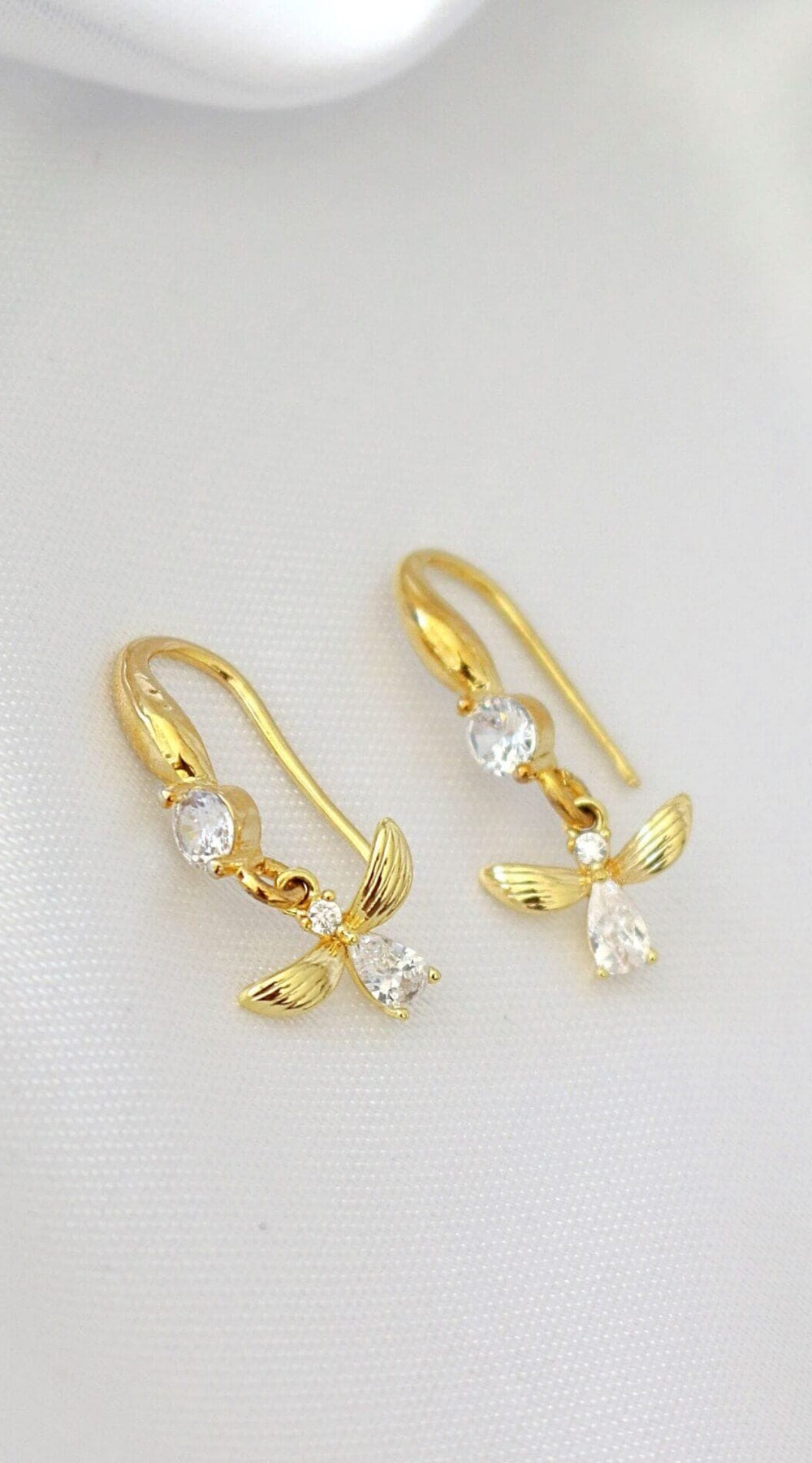 18 Karat Bee Hook Earrings