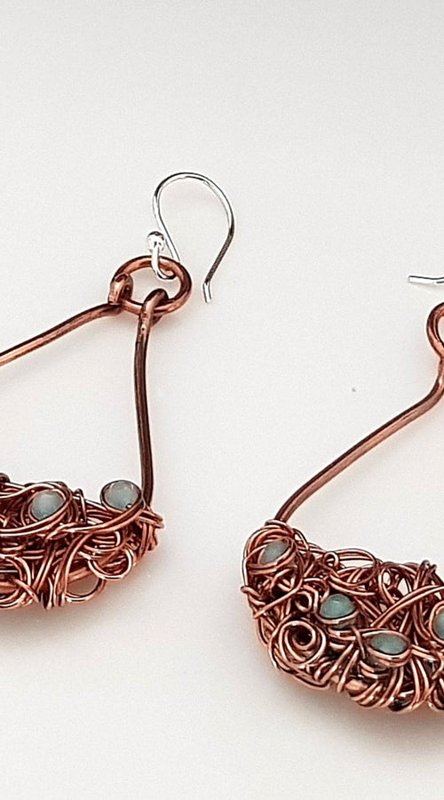 Load image into Gallery viewer, Teardrop Tangled - Copper Earrings

