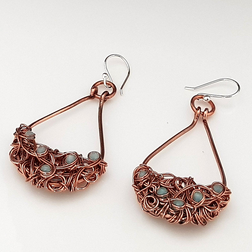 Teardrop Tangled - Copper Earrings