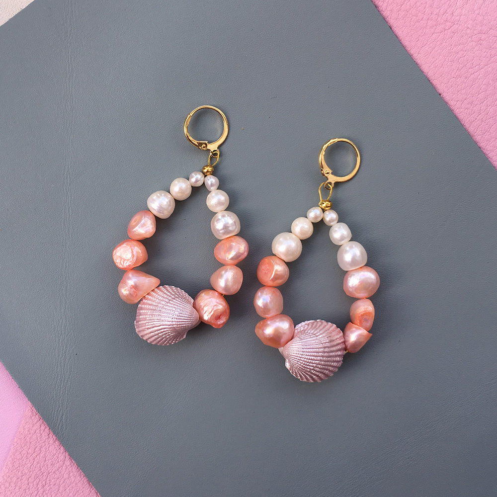 Candy Shell Pearl Earrings
