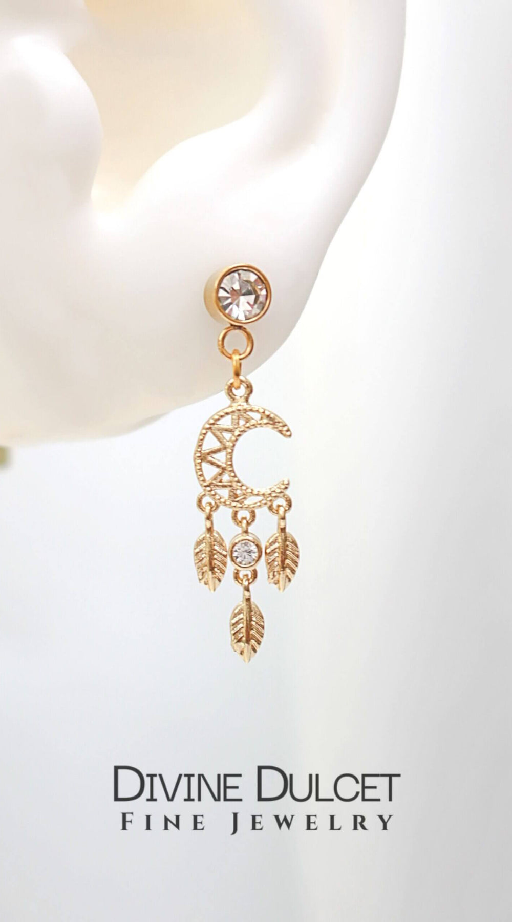 24 Karat Moon Dream Catcher Stud Earrings