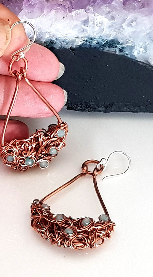 Load image into Gallery viewer, Teardrop Tangled - Copper Earrings
