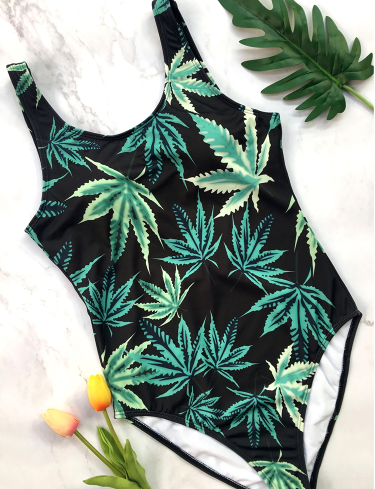 amazon aliexpress leaf print bikini one piece swimsuit