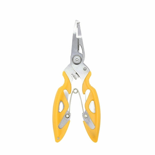 Load image into Gallery viewer, fishing plier scissor braid line lure cutter hook remover tackle yellow
