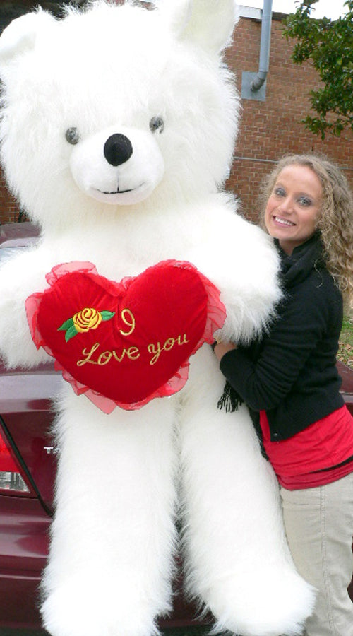 Load image into Gallery viewer, 6 Foot Teddy Bear Giant White Teddybear With I Love You Heart Soft 72

